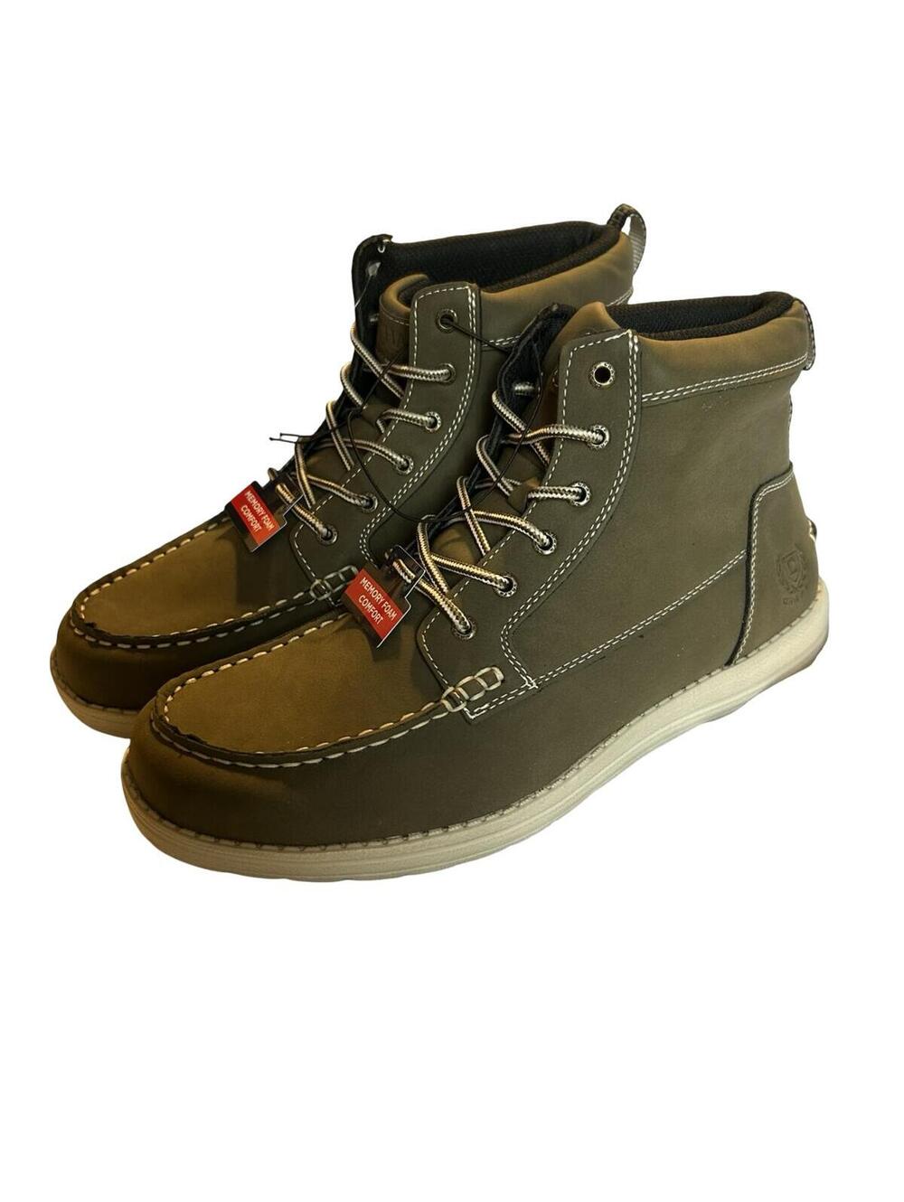Chaps Derek Boots Mens 10.5 Olive Moc Toe Lace Up Casual Ankle Boots New In Bo
